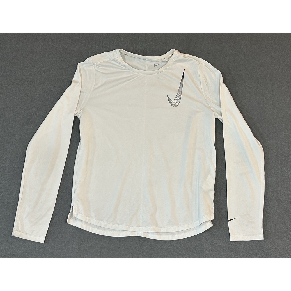 Nike Shirt Womens White Dri-FIT Long Sleeve Compression Base Layer Top Size L